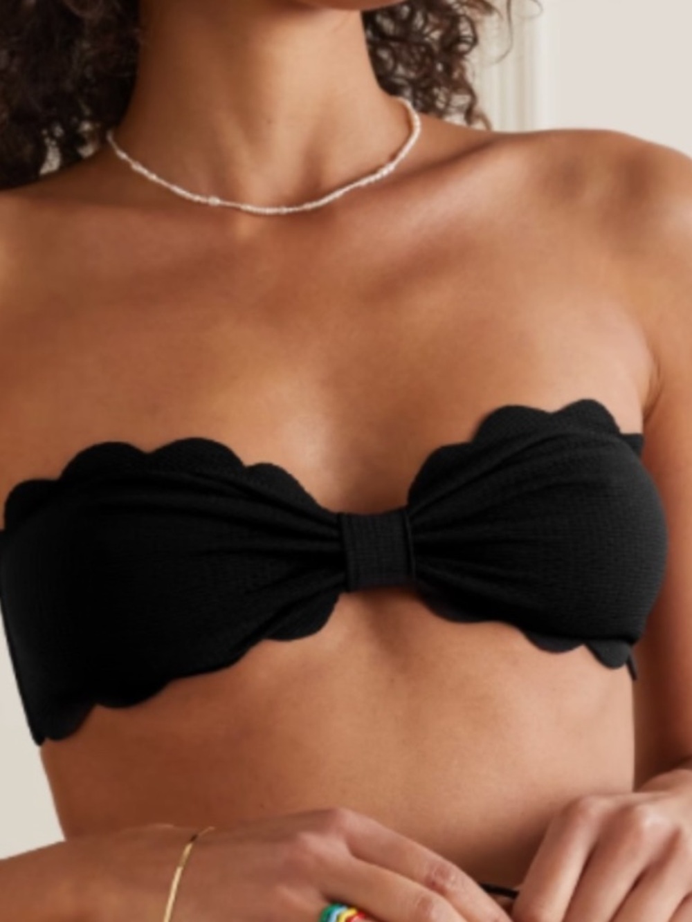 MARYSIA Swim Bikini Top Size Medium Black Bow Vacation